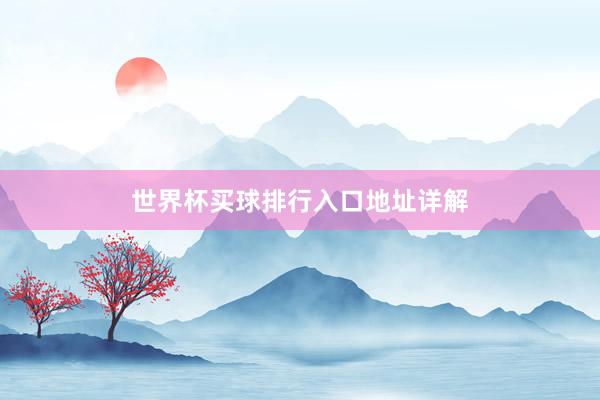 世界杯买球排行入口地址详解