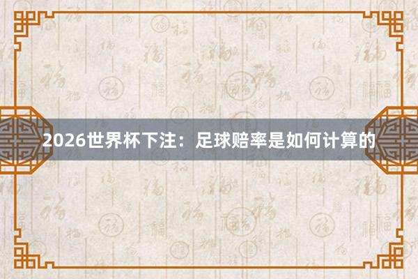 2026世界杯下注：足球赔率是如何计算的