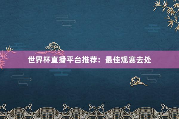 世界杯直播平台推荐：最佳观赛去处