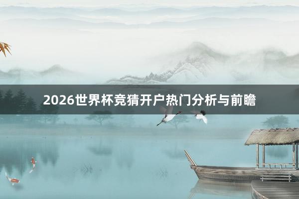 2026世界杯竞猜开户热门分析与前瞻
