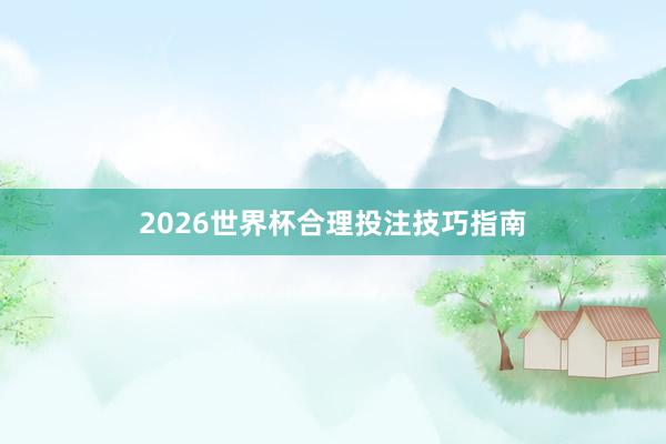 2026世界杯合理投注技巧指南